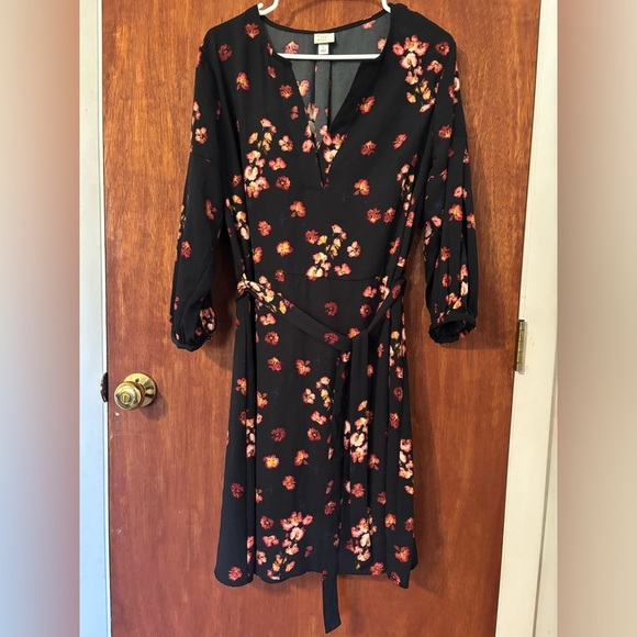 a new day Dresses & Skirts - Floral Black Dress A New Day Size Large